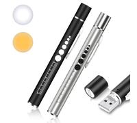 flintronic Torcia Penna LED, 2pz(Nero + Grigio | Penlight LED Diagnostica Professionale Clinica, Lampada Oftalmica Con Scala Pupillare E Clip Tasca, Medici E Infermieri