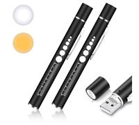 flintronic Torcia Penna LED, 2pz(Nero | Penlight LED Diagnostica Professionale Clinica, Lampada Oftalmica Con Scala Pupillare E Clip Tasca, Medici E Infermieri