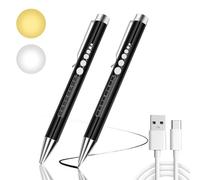 flintronic Torcia Penna LED, LED Lampada Diagnostica, 2pz(Nero | Penlight Clinica Scrivibile, Oftalmico Pupilla Check Pen Light Con Il Calibro Della Pupilla Per Doctor Nurse Con Clip Tasca