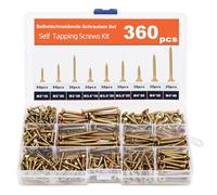 flintronic Viti Per Legno 360 PCS, Assortimento di Viti Per Legno con Scatola di Immagazzinaggio, per Progetto Fai da te, Riparazione(Oro)