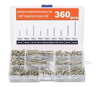 flintronic Viti Per Legno 360 PCS, Assortimento di Viti Per Legno con Scatola di Immagazzinaggio, per Progetto Fai da te, Riparazione(Argento)