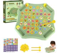 Flip And Match Memory Game,Flip Match Board Game,Memory Chess Over Card Board, Animal & Fruit Themed Matching Chessboard, Educational Toy For Kid And Family Party Gathering(A)