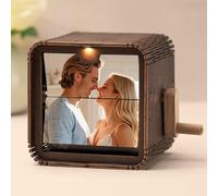 Flip Box Personalizzato, Album Fotografico Personalizzato a Manovella con Regali Leggeri, Regalo di Compleanno del Matrimonio per Anni Decorativo per la Casa (Foto) Beech yellow 16 photos