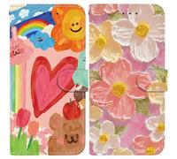 Flip Caso 2 pezzi per Samsung Galaxy A15 Pattern Leather Wallet Flip Case Silicone Interno Designs for Girls Women Motivo Shockproof Protective Book Stand Cover - Cuore dipinto a olio + Fiori