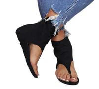 Flip Flop Sandals Women's Summer Flat Heel Round Toe Back Zipper Sandals Posh Gladiator Sandals Flip Flop Shoes Black 42 (Black 35 M EU)