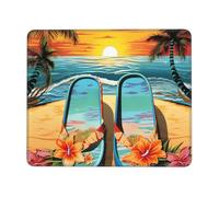 Flip Flops And Tropical Beach Scene Mousepad Durevoli Tappetino per Mouse Portatile Mouse Pad for Computer Accessori Scrivania Pc 25X30Cm