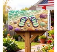 Flip Flops - Coperture magnetiche per cassetta postale, motivo spiaggia estiva, conchiglie a tema bolle estive turchese stagionale copertura per la decorazione del prato 53 x 64 cm