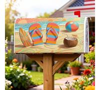 Flip Flops - Coperture magnetiche per cassette postali, per tavola da surf tropicale estiva e palla da spiaggia, decorazione per porta d'ingresso, 45 x 53 cm
