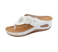 Flip Flops Eleganti sandali da donna con zeppa, Arch Support, antiscivolo, leggeri, comodi da camminare, con plantare morbido, da spiaggia, slip on sandali estivi, bianco, 39 EU