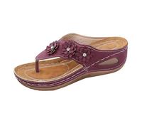 Flip Flops Eleganti sandali da donna con zeppa, Arch Support, antiscivolo, leggeri, comodi da camminare, con plantare morbido, da spiaggia, slip on sandali estivi, rosso vivo, 41 EU
