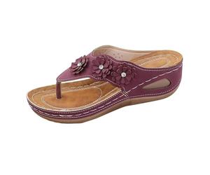 Flip Flops Eleganti sandali da donna con zeppa, Arch Support, antiscivolo, leggeri, comodi da camminare, con plantare morbido, da spiaggia, slip on sandali estivi, rosso vivo, 41 EU