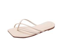 Flip Flops - Sandali da donna eleganti con dita dei piedi, antiscivolo, in ecopelle, per la spiaggia, estivi, comodi sandali per il tempo libero, bianco, 39 EU