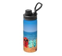 Flip-Flops Su Una Spiaggia Di Sabbia Stampa 18oz Sport Isolato Bollitore Tazza Bere In Acciaio Inox Tazza Portatile per Palestra