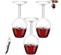 Flip Glass - 14 Fl Oz Upside Down Wine Glass with Long Stem, Unique Inverted Design, Fun Gift for Valentine's Day, Birthdays & Anniversaries (3pcs)