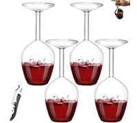 Flip Glass - 14 Fl Oz Upside Down Wine Glass with Long Stem, Unique Inverted Design, Fun Gift for Valentine's Day, Birthdays & Anniversaries (4pcs)