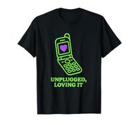 Flip Phone Estate Unplugged Retro Cuore Digital Detox Vibes Maglietta