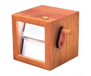 Flip Photo Box con animazione a manovella visualizzazione sequenziale di immagini, supporta 8 o 16 foto personali, luce LED integrata con commutazione modalità (legno arancione, 8 pezzi)