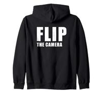 Flip The Camera - Funny Trending Meme Minimal Text Felpa con Cappuccio