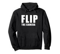 Flip The Camera - Funny Trending Meme Minimal Text Felpa con Cappuccio