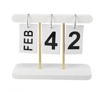 Flip Wooden Perpetual Standing Flip Calendar Large Display Desk Decor Foldable Reusable Wooden Desktop Calendar Desktop Daily Monthly Weekly for Home Office (blanco)