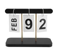 Flip Wooden Perpetual Standing Flip Calendar Large Display Desk Decor Foldable Reusable Wooden Desktop Calendar Desktop Daily Monthly Weekly for Home Office (negro)