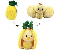Les Déglingos - FLIPETZ - Nugget Le Poussin/Ananas - Pulcino copertura reversibile - Peluche morbido per neonati - Idee Regalo per la nascita, Giallo