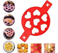 Flip'N'Cook - Stampo in silicone per pancake Flip N Cook, stampo per pancake, pancake, uova fritte, riutilizzabile, per pancake e cottura (cuore rosso)