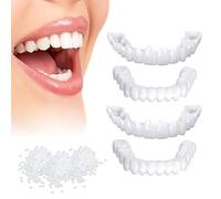 Flipped Warmth 2 Paia Denti Finti Protesi Dentale, Denti Finti Dentiera Provvisoria, Denti Finti da Applicare da Soli, Faccette Dentali Superiore Inferiore, Dentiere Temporanee per Uomini E Donne