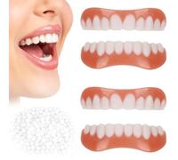 Flipped Warmth 2 Pair Denti Finti sopra E sotto, Dentiera Provvisoria Snap in Denti Faccette Dentali, Dentiera Finta Naturale Perfetto per La Copertura Denti Mancanti O Rotti