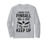 Flipper Ragazza Divertente Gioco Arcade Retro Vintage Pinball Maglia a Manica