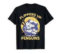 Flippers Up I Stand With Penguins Funny Arctic Gift Maglietta