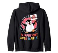 Flippin' Out Over Tariffs Divertente Penguin Contro Tariffs Meme Felpa con Cappuccio