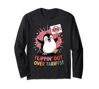 Flippin' Out Over Tariffs Divertente Penguin Contro Tariffs Meme Maglia a Manica