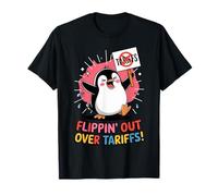 Flippin' Out Over Tariffs Divertente Penguin Contro Tariffs Meme Maglietta