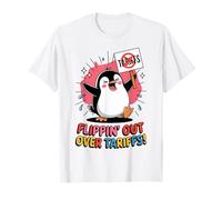 Flippin' Out Over Tariffs Divertente Penguin Contro Tariffs Meme Maglietta