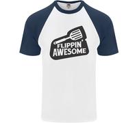 Flipping Awesome Divertente BBQ Chef Festa Del Papà Uomo S/S Maglietta Baseball