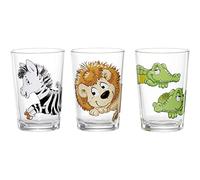 Flirt by R&B Bicchiere con animali della giungla, 205 ml, multicolore, 3 pezzi (1 set)