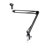 Flisdtry Supporto estensibile per microfono di registrazione a sospensione a forbice con morsetto di montaggio da tavolo con clip per microfono