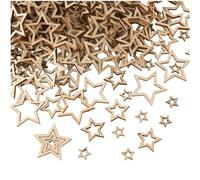 Flivra 350 Articoli Legno Stella, Stelle in Legno Miste, Truciolo Tag a Forma di Stella, Abbellimenti a Forma di Stella, Decorazione in Legno con Stelle per Natale, Matrimoni, Feste(10/20/30mm) (A)