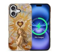 Flivro Custodia magnetica per iPhone 17, compatibile con Magsafe PC Hard Shell & Silicone Interno Bumper Anti-Scratch Full Body Cover antiurto Design Sottile Rosso Love Goddess Faith