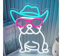Flixyticy Insegne al neon per decorazioni murali, insegne colorate illuminate a LED alimentate tramite USB e dimmerabili per camere da letto, dormitori, feste, compleanni (French Bulldog)