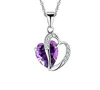 Fliyeong 1Pc cuore collana per le donne ciondolo cristallo strass donna catena collana blu elegante e pratico