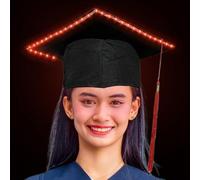 Flkiglm Cappello da laurea con, cappello da laurea, classe 2024 gradi, cilindro luminoso a LED, unisex, accessorio per cerimonia, decorazione e festa