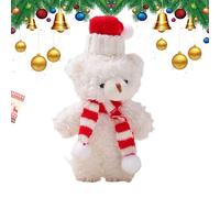 Flkiglm di Natale, Orsetto di Natale ripieno | Sciarpa in peluche con orsetto bianco marrone,Toppers per torta ripieni di di da 6,3 pollici Decorazioni per la casa per caminetto da scrivania