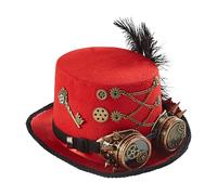 Flkiglm Steampunk - Cappello vintage a cilindro gotico, in feltro, con regolazione della dimensione, per spettacoli circensi medievali, teatro