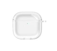 FLKWOP Custodia per auricolari con moschettone per AirPods di quarta generazione, cover in TPU trasparente per cuffie Pods4 per AirPods4