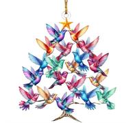 FLKWOP Ornamento natalizio a colibrì, decorazione colorata per albero di colibrì, ornamento impilato per Natale, colibrì invernale, decorazione per albero di Natale, per gli amanti degli uccelli