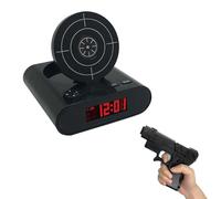 FLKWOP Sveglia con pistola e bersaglio con sparatutto digitale Timer sveglia interattiva Wake You Shoot Display LED personalizzato comodino bambini adulti regalo divertente camera da letto ufficio