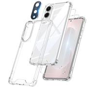 FLLAO 4 in 1 Cover per Samsung Galaxy S25 Edge con 2 Pellicola Vetro Temperato e 1 Pellicola Protezione Fotocamera, Protezione Antiurto Militare PC Custodia per Samsung S25 Edge, Trasparente