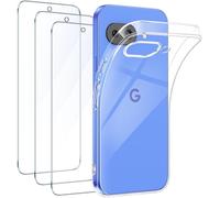 FLLAO Cover Compatibile con Google Pixel 10A 5G con 3 Pellicola Vetro Temperato, Custodia Trasparente Ultra Sottile Silicone TPU Morbido Case Protettivo Trasparente